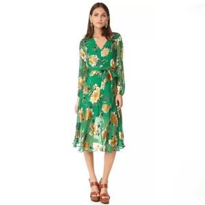 ALICE + OLIVIA Coco Green Floral Midi Dress